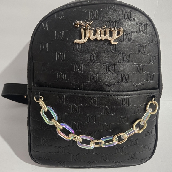 Juicy Couture Black Backpack with Gold Chain Accent - Picture 2 of 16